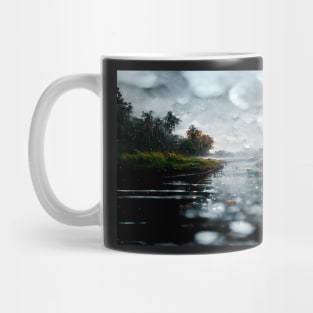 Foggy Lake Falling Raindrops On A Rainy Autumn Day Mug